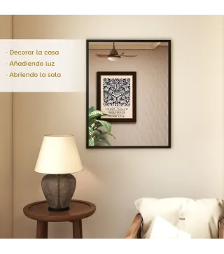 Espejo de Baño 70x90 cm Espejo de Pared Decorativo para Salón Entrada Pasillo Horizontal o Vertical Negro