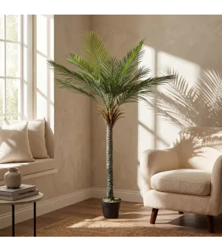 Planta Artificial Decorativa 180 cm Palmera Artificial con Maceta y Hojas para Interior Verde