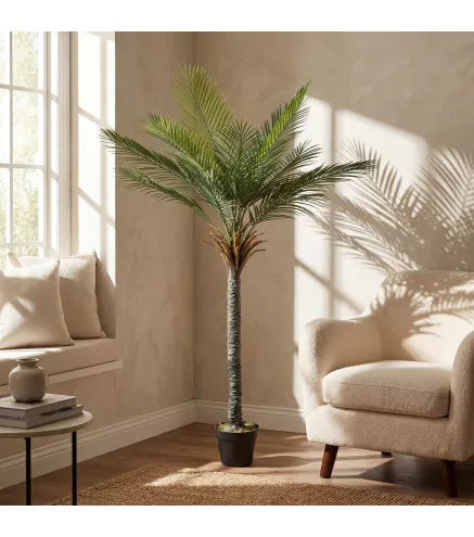 Planta Artificial Decorativa 180 cm Palmera Artificial con Maceta y Hojas para Interior Verde