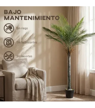 Planta Artificial Decorativa 180 cm Palmera Artificial con Maceta y Hojas para Interior Verde