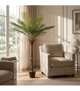 Planta Artificial Decorativa 180 cm Palmera Artificial con Maceta y Hojas para Interior Verde