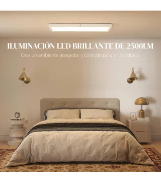 Juego de 4 Lámparas de Techo Color Regulable con Interruptor DIP y de Pared 3000K/4000K/6000K 60x30x3,7 cm Blanco