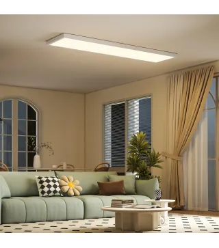 Juego de 4 Lámparas de Techo Color Regulable con Interruptor DIP y de Pared 3000K/4000K/6000K 120x30x3,7 cm Blanco