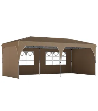 Carpa Plegable 6x3 m con Tiras Reflectantes UPF 50+ Fácil Montaje Sistema Central de Bloqueo Impermeable Beige