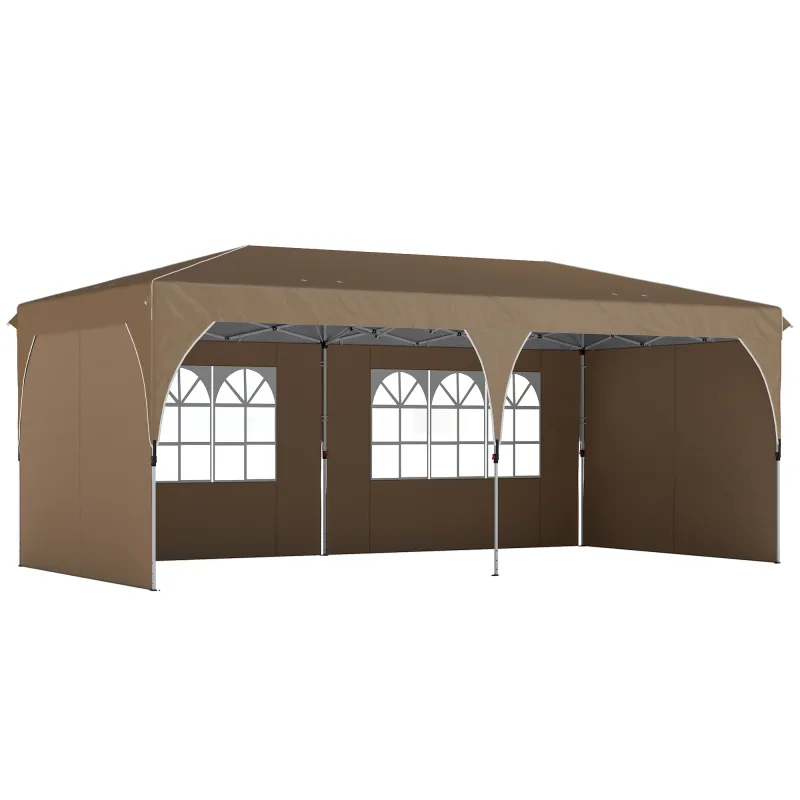 Carpa Plegable 6x3 m con Tiras Reflectantes UPF 50+ Fácil Montaje Sistema Central de Bloqueo Impermeable Beige