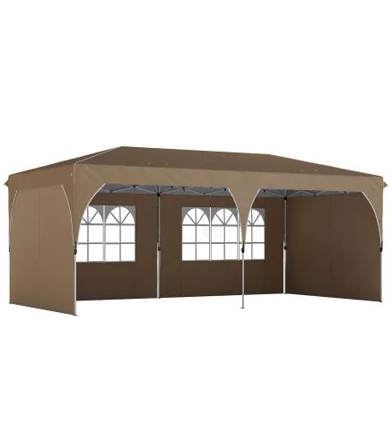 Carpa Plegable 6x3 m con Tiras Reflectantes UPF 50+ Fácil Montaje Sistema Central de Bloqueo Impermeable Beige