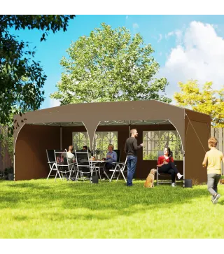 Carpa Plegable 6x3 m con Tiras Reflectantes UPF 50+ Fácil Montaje Sistema Central de Bloqueo Impermeable Beige