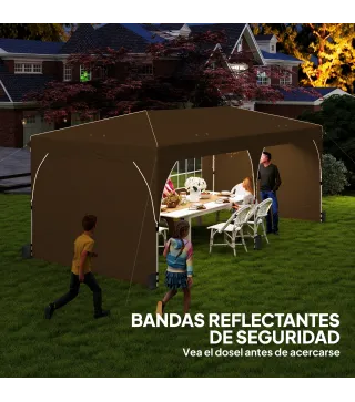 Carpa Plegable 6x3 m con Tiras Reflectantes UPF 50+ Fácil Montaje Sistema Central de Bloqueo Impermeable Beige