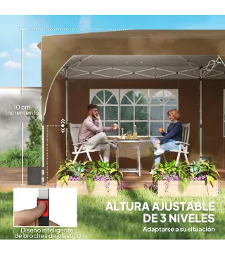 Carpa Plegable 6x3 m con Tiras Reflectantes UPF 50+ Fácil Montaje Sistema Central de Bloqueo Impermeable Beige