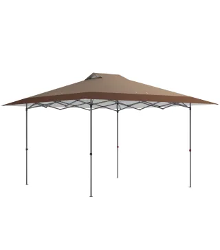 Carpa Plegable Pop-up 4x4 m con Bloqueo Central UPF50+ Altura Ajustable Bolsas de Arena y Bolsa con Ruedas Beige y Café