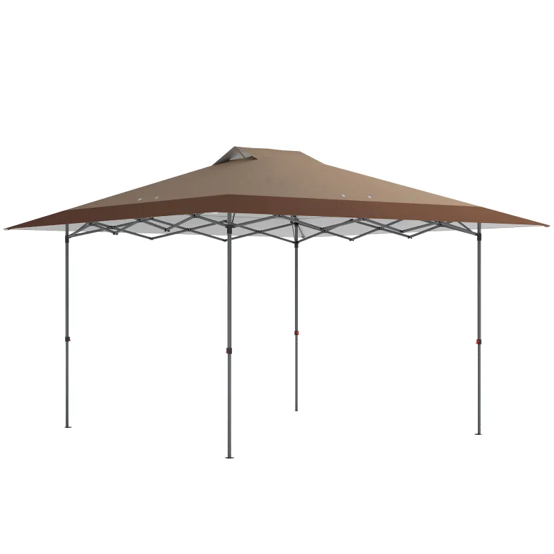 Carpa Plegable Pop-up 4x4 m con Bloqueo Central UPF50+ Altura Ajustable Bolsas de Arena y Bolsa con Ruedas Beige y Café