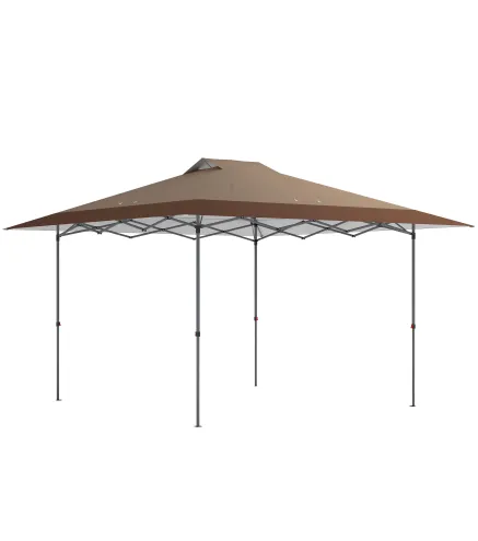 Carpa Plegable Pop-up 4x4 m con Bloqueo Central UPF50+ Altura Ajustable Bolsas de Arena y Bolsa con Ruedas Beige y Café