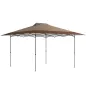 Carpa Plegable Pop-up 4x4 m con Bloqueo Central UPF50+ Altura Ajustable Bolsas de Arena y Bolsa con Ruedas Beige y Café