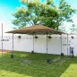 Carpa Plegable Pop-up 4x4 m con Bloqueo Central UPF50+ Altura Ajustable Bolsas de Arena y Bolsa con Ruedas Beige y Café