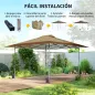 Carpa Plegable Pop-up 4x4 m con Bloqueo Central UPF50+ Altura Ajustable Bolsas de Arena y Bolsa con Ruedas Beige y Café