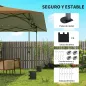 Carpa Plegable Pop-up 4x4 m con Bloqueo Central UPF50+ Altura Ajustable Bolsas de Arena y Bolsa con Ruedas Beige y Café