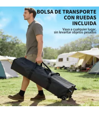 Carpa Plegable Pop-up 4x4 m con Bloqueo Central UPF50+ Altura Ajustable Bolsas de Arena y Bolsa con Ruedas Beige y Café