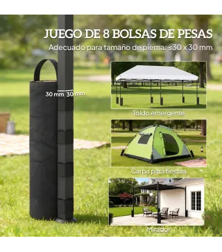 Pack de 8 Bolsas de Peso para Carpa Bolsas de Arena de Tela Oxford 600D para Patas de Toldo Sin Arena Negro