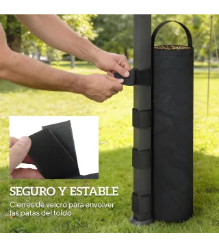 Pack de 8 Bolsas de Peso para Carpa Bolsas de Arena de Tela Oxford 600D para Patas de Toldo Sin Arena Negro