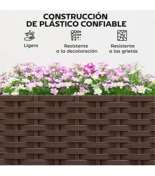 Jardinera con Enrejado Ruedas con Drenaje para Cultivos Verduras Flores Hierbas 40x40x165 cm Marrón