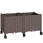 Jardinera Elevada con 6 Ruedas Riego Automático y Drenaje Macetero Exterior para Jardín 80x40x43 cm Marrón