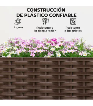 Jardinera Elevada con 6 Ruedas Riego Automático y Drenaje Macetero Exterior para Jardín 80x40x43 cm Marrón