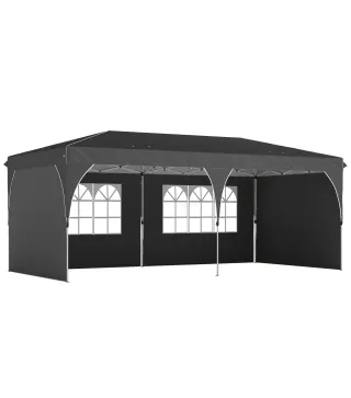 Carpa Plegable 6x3 m con Tiras Reflectantes UPF 50+ Fácil Montaje Sistema Central de Bloqueo Impermeable Gris Oscuro
