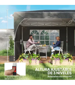 Carpa Plegable 6x3 m con Tiras Reflectantes UPF 50+ Fácil Montaje Sistema Central de Bloqueo Impermeable Gris Oscuro