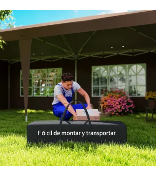 Carpa Plegable 6x3 m Pop-up con 4 Laterales Desmontables Cenador de Jardín con 4 Ventanas y Bolsa de Transporte Café