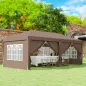 Carpa Plegable 6x3 m Pop-up con 4 Laterales Desmontables Cenador de Jardín con 4 Ventanas y Bolsa de Transporte Café