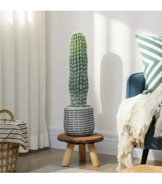 Cactus Artificial 66 cm, Planta Artificial Decorativa con Maceta para Decoración del Interior Verde
