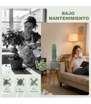 Cactus Artificial 66 cm, Planta Artificial Decorativa con Maceta para Decoración del Interior Verde