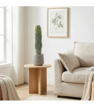 Cactus Artificial 66 cm, Planta Artificial Decorativa con Maceta para Decoración del Interior Verde