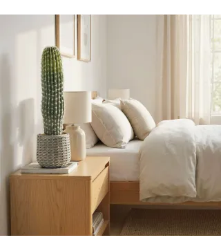 Cactus Artificial 66 cm, Planta Artificial Decorativa con Maceta para Decoración del Interior Verde