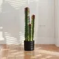 Cactus Artificial 66 cm Planta Artificial Decorativa con Maceta y 3 Hojas para Decoración del Interior Verde