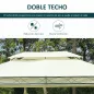 Cenador de Jardín 4x3m con Doble Techo Estructura de Acero Anti-UV para Exterior Patio 400x300x280 cm Crema