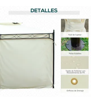 Cenador de Jardín 4x3m con Doble Techo Estructura de Acero Anti-UV para Exterior Patio 400x300x280 cm Crema