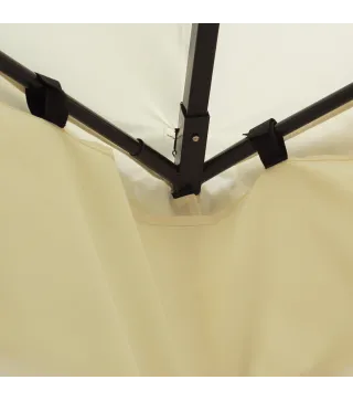 Cenador de Jardín 4x3m con Doble Techo Estructura de Acero Anti-UV para Exterior Patio 400x300x280 cm Crema
