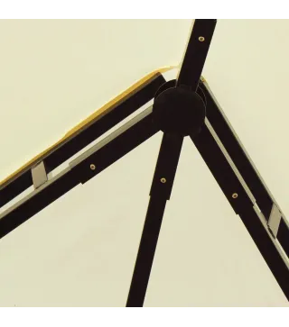 Cenador de Jardín 4x3m con Doble Techo Estructura de Acero Anti-UV para Exterior Patio 400x300x280 cm Crema