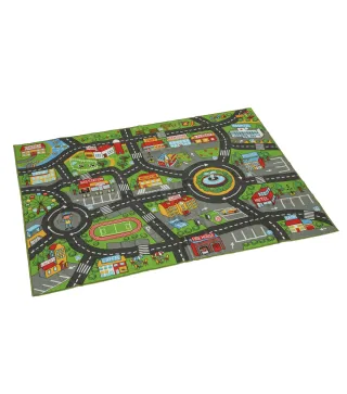 Alfombra Infantil Carretera de Ciudad 200x150 cm Alfombra Educativa Antideslizante para Gateo y Jugar con Coches