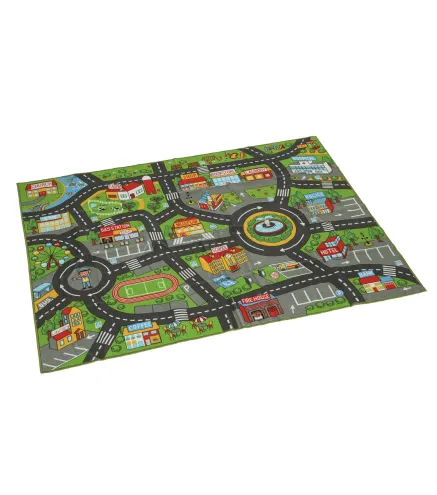 Alfombra Infantil Carretera de Ciudad 200x150 cm Alfombra Educativa Antideslizante para Gateo y Jugar con Coches