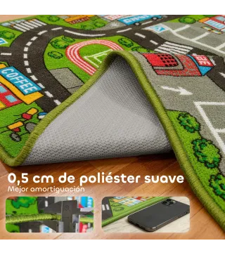 Alfombra Infantil Carretera de Ciudad 200x150 cm Alfombra Educativa Antideslizante para Gateo y Jugar con Coches