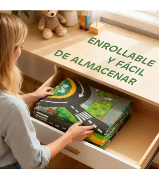 Alfombra Infantil Carretera de Ciudad 200x150 cm Alfombra Educativa Antideslizante para Gateo y Jugar con Coches