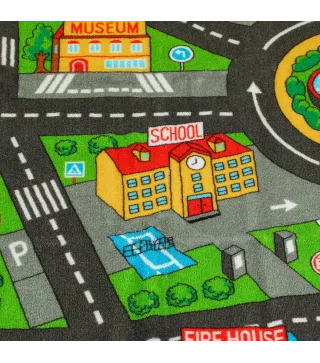 Alfombra Infantil Carretera de Ciudad 200x150 cm Alfombra Educativa Antideslizante para Gateo y Jugar con Coches