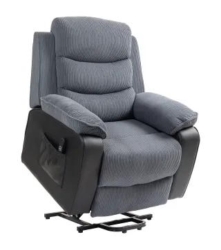 Sillón Relax Reclinable Eléctrico Levanta Personas con Mando a Distancia Puerto USB y Bolsillos Laterales Gris Oscuro