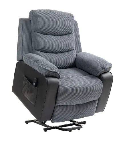 Sillón Relax Reclinable Eléctrico Levanta Personas con Mando a Distancia Puerto USB y Bolsillos Laterales Gris Oscuro