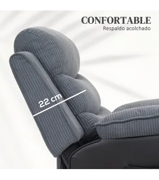 Sillón Relax Reclinable Eléctrico Levanta Personas con Mando a Distancia Puerto USB y Bolsillos Laterales Gris Oscuro