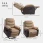 Sillón Relax Reclinable Eléctrico Levanta Personas con Mando a Distancia Puerto USB y Bolsillos Laterales Marrón