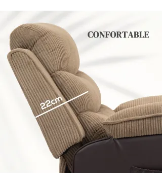 Sillón Relax Reclinable Eléctrico Levanta Personas con Mando a Distancia Puerto USB y Bolsillos Laterales Marrón