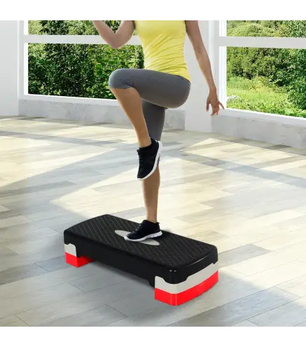 Step para Fitness Stepper Aeróbic Step de Aeróbic Antideslizante con Altura Regulable 2 Niveles de 10/15 cm Carga 150 kg para Ej